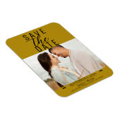 Moderne Mosterd Goud Bewaar de datum Bruiloft Foto Magneet (Rechterzijde)