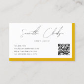 Moderne Mosterd Goud Handgeschreven Script QR-code Visitekaartje (Achterkant)