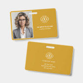 Moderne Mosterd Minimal Bedrijf Medewerker Foto Badge (Voor- en achterkant)