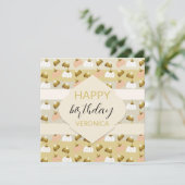 Moderne Mosterd Roze Kunstpompoenen Kaart (Staand voorkant)