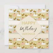 Moderne Mosterd Roze Kunstpompoenen Kaart (Voorkant)