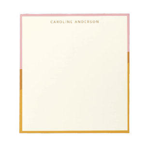 Moderne Mosterd Roze Rand Persoonlijke Naam Notitieblok