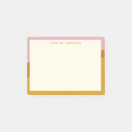 Moderne Mosterd Roze Rand Persoonlijke Naam  Post-it® Notes
