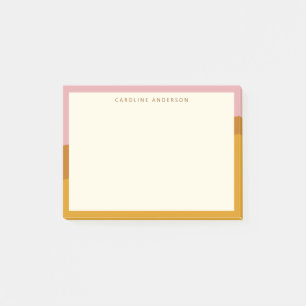 Moderne Mosterd Roze Rand Persoonlijke Naam Post-it® Notes