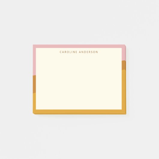 Moderne Mosterd Roze Rand Persoonlijke Naam Post-it® Notes (Voorkant)