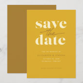 Moderne mosterd Save the Date Kaart (Voorkant / Achterkant)