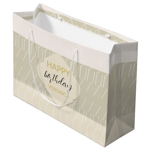 Moderne mosterdblush geometrische monogram groot cadeauzakje (Voorkant Gekanteld)