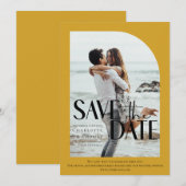 Moderne, mosterdgeel foto-bewaar de datum kaart (Voorkant / Achterkant)