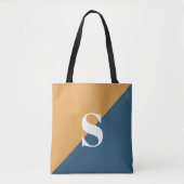 Moderne mosterdgeel marineblauw monogram Canvas ta Tote Bag (Voorkant)