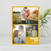 Moderne Mosterdgeel Thanksgiving 3 Fotocollage Feestdagenkaart (Staand voorkant)