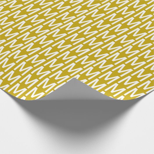 Moderne mosterdgele aangepaste monogram patroon ch cadeaupapier (Hoek)