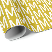 Moderne mosterdgele aangepaste monogram patroon ch cadeaupapier (Rol Hoek)