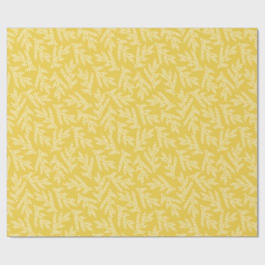 Moderne mosterdgele bloembladeren patroon cadeaupapier (Vlak)