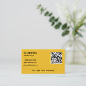 Moderne Mosterdgele QR-code Herensalon Visitekaartje (Staand voorkant)