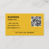 Moderne Mosterdgele QR-code Herensalon Visitekaartje (Voorkant)