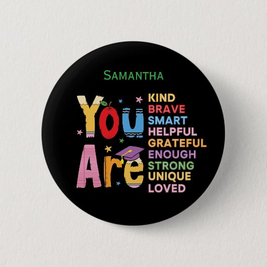 Moderne Motiverende Positieve Affirmaties Naam Ronde Button 5,7 Cm (Voorkant)