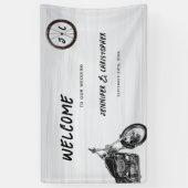 Moderne Motorfiets Avontuur Biker Wedding Welkom Spandoek (Verticaal)