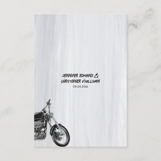 Moderne Motorfiets Avontuur Bruiloft Details Informatiekaartje (Achterkant)