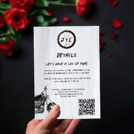 Moderne Motorfiets Avontuur Bruiloft Details Informatiekaartje