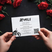 Moderne Motorfiets Biker QR code Bruiloft Details Informatiekaartje