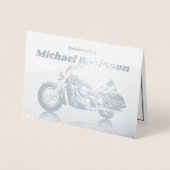 Moderne motorfietsfeestdag folie kaarten (Voorkant)