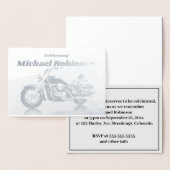 Moderne motorfietsfeestdag folie kaarten (Display)