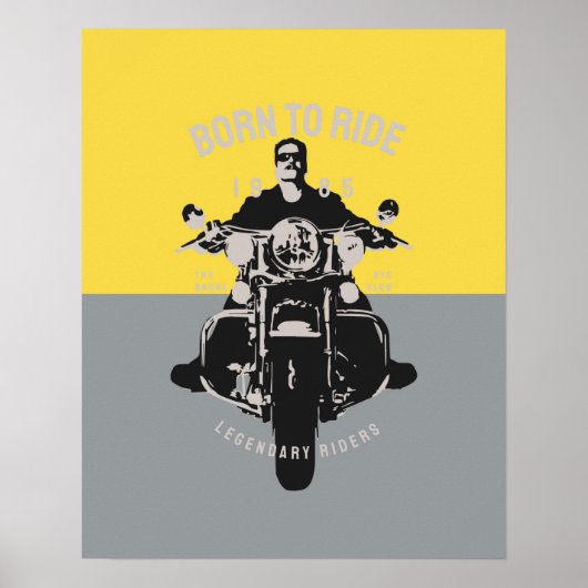 Moderne motorrijwiel Rider Colorblock Art Poster (Voorkant)