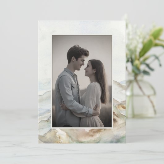 Moderne Mountain Wedding Dank u kaart Waterverf (Staand voorkant)