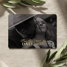 Moderne Mousse Bruine Foto en Folie Save the Date Uitnodiging