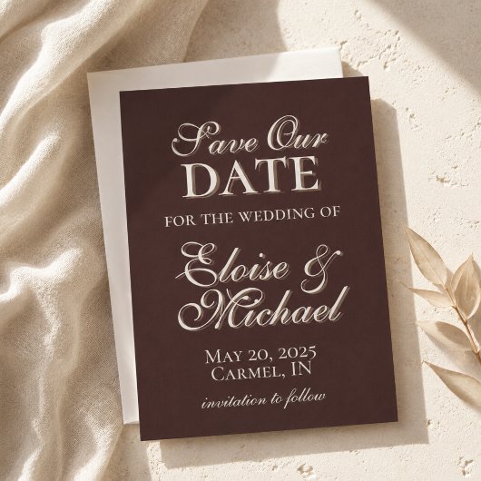 Moderne Mousse Bruine Verticale Foto Save the Date