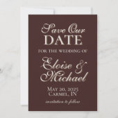 Moderne Mousse Bruine Verticale Foto Save the Date (Voorkant)
