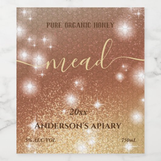 Moderne mousserende honingraatwijn wijn etiket (Enkel label)