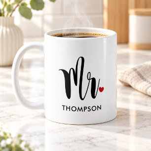 Moderne Mr Calligraphy Hart Monogram Koffiemok