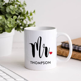 Moderne Mr Calligraphy Hart Monogram Koffiemok