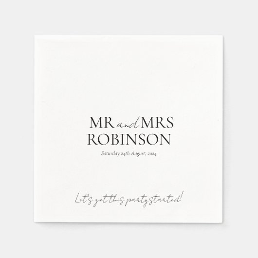 Moderne Mr en Mrs Elegant Bruiloft Servet (Voorkant)