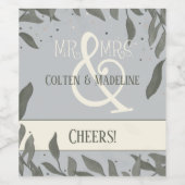 Moderne Mr. en Mrs. Inspirivity Huwelijk Verlaat Wijn Etiket (Enkel label)