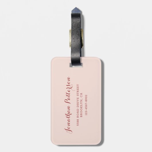 Moderne Mr. Groom wijn en Beige bruiloft koppels Bagagelabel (Achterkant verticaal)