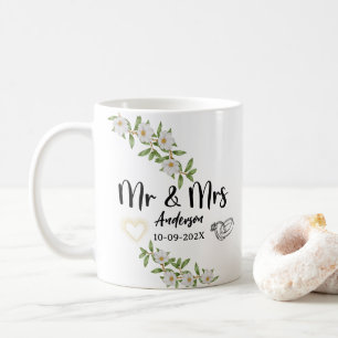 Moderne Mr & Mr. Witte en Groene Bloemen Waterverf Koffiemok