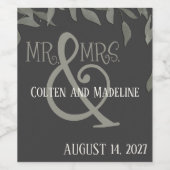 Moderne Mr & Mrs Black Eenvoudige Elegante Inspiri Wijn Etiket (Enkel label)