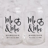 Moderne Mr. Mrs. bruidegom bruiloft Blikvorm Glas