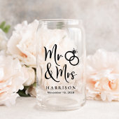 Moderne Mr. Mrs. bruidegom bruiloft Blikvorm Glas