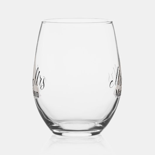 Moderne Mr & Mrs Classic White Trouwjurk Wijnglas Zonder Voet (Links)