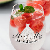 Moderne Mr & Mrs Classic White Trouwjurk Wijnglas Zonder Voet
