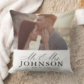 Moderne Mr & Mrs Huwelijksfoto Kussen (Deken)