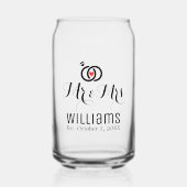 Moderne Mr. Mrs. Naam Datum & Ringen Ontwerp, Huwe Blikvorm Glas (Voorkant)