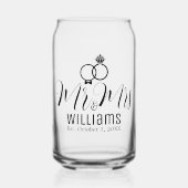 Moderne Mr. Mrs. Naam Datum & Ringen Ontwerp, Huwe Blikvorm Glas (Voorkant)