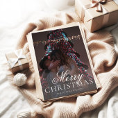 Moderne Mr & Mrs Verloving Foto Kerst Kaart