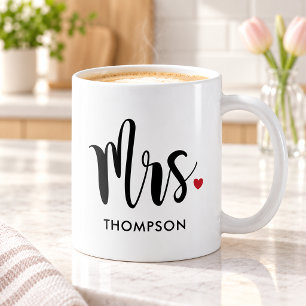Moderne Mrs Calligraphy Hart Monogram Koffiemok
