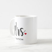 Moderne Mrs Calligraphy Hart Monogram Koffiemok (Voorkant links)