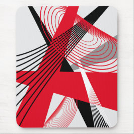 Moderne muismat, zwart, rood, grijs, wit, abstract muismat